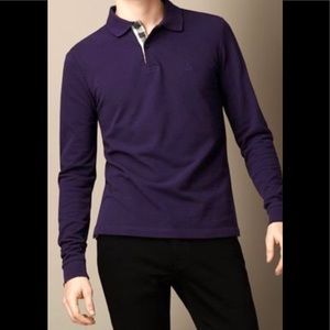 Burberry - Men’s Long Sleeve Deep-Purple Polo. Size M